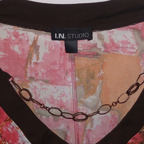 Orange, Coral & Brown Trim Embellished Top - Picture 6 of 15